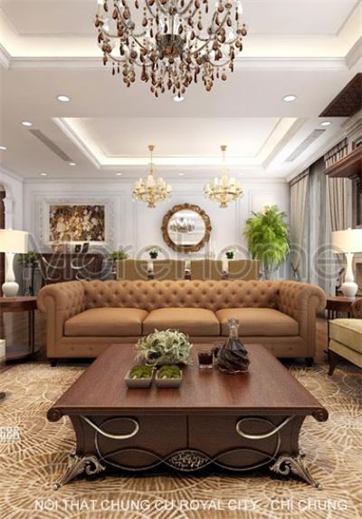 Mẫu thiết kế nội thất căn hộ  Royal City tân cổ điển - Chị Chung