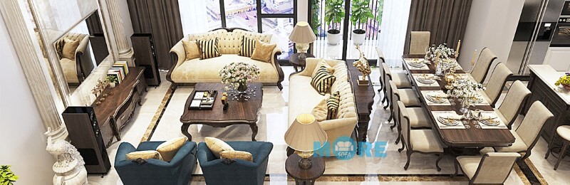 Hoàn thiện, bàn giao bộ sofa Tân cổ điển MS-007 gỗ tự nhiên Óc chó, bọc nỉ cao cấp nhập khẩu tại chung cư Vinhomes Gardenia đẹp Xem ngay bộ sưu tập các mẫu bố trí phòng khách đẹp mê ly