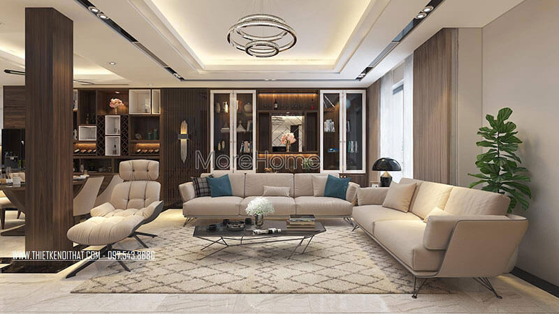 Thiết kế nội thất phòng khách phong cách hiện đại tại nhà phố MAISON DU PARK Khám phá các mẫu trang trí phòng khách cao cấp