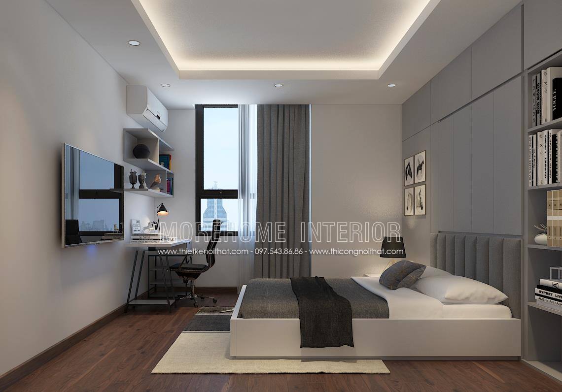 Thiết kế nội thất phòng ngủ master hiện đại với trang thiết bị nổi thất tiện nghi