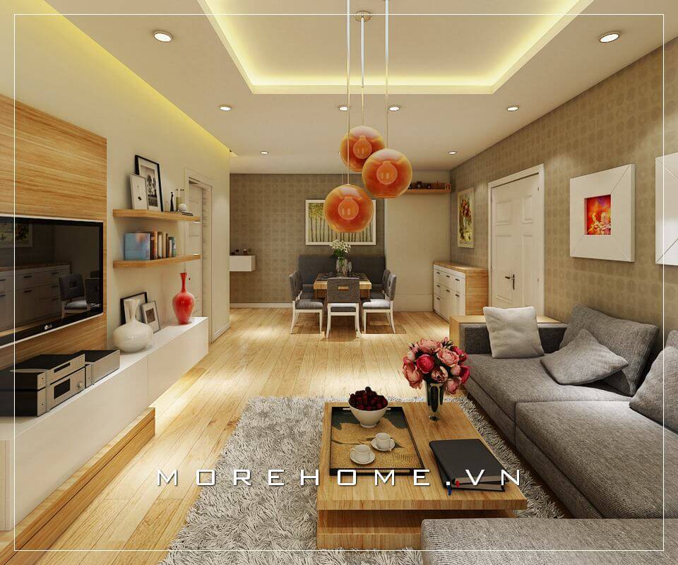 Thiết kế phòng khách đơn giản với nội thất gỗ hiện đại tone màu nâu chủ đạo tạo nên không gian ấm cúng và sang trọng nhất Thiết kế phòng khách