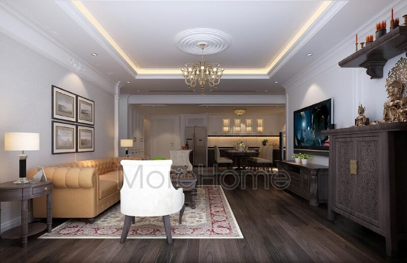 Nội thất phòng khách chung cư ấn tượng và nổi bật hơn với những món đồ nội thất gỗ tự nhiên Thiết kế nội thất phòng khách