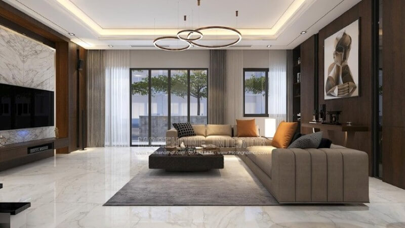 Trang trí nội thất phòng khách biệt thự cao cấp tại Parkcity ấn tượng với phong cách trang trí hiện đại sang trọng. Thiết kế phòng bếp tại Hà Nội