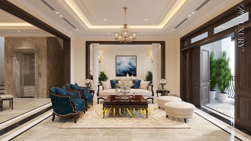 Bố trí nội thất phòng khách biệt thự cao cấp, tinh tế Tham khảo các mẫu thiết kế phòng khách sang trọng