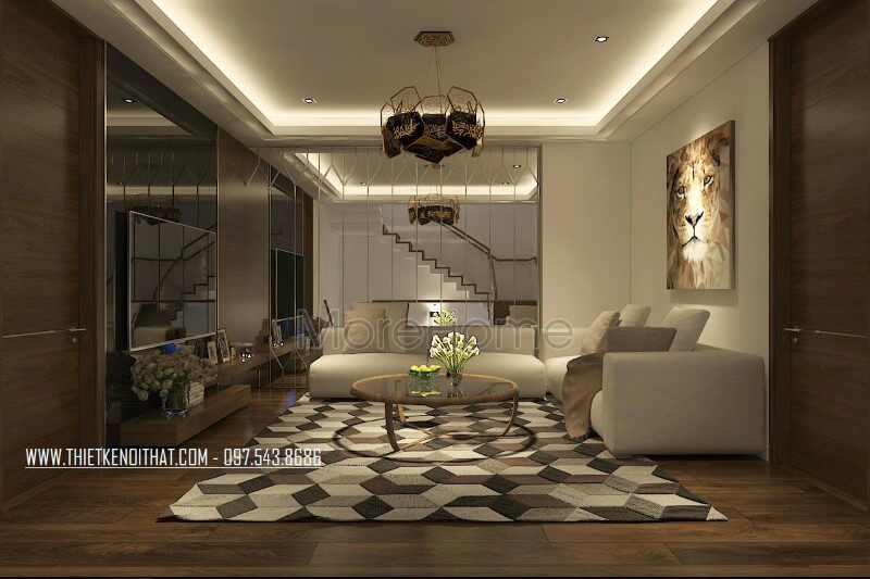 Thiết kế nội thất gỗ phòng khách đẹp, hiện đại cho nhà phố Gardenia Vẻ đẹp các mẫu phòng khách đẳng cấp