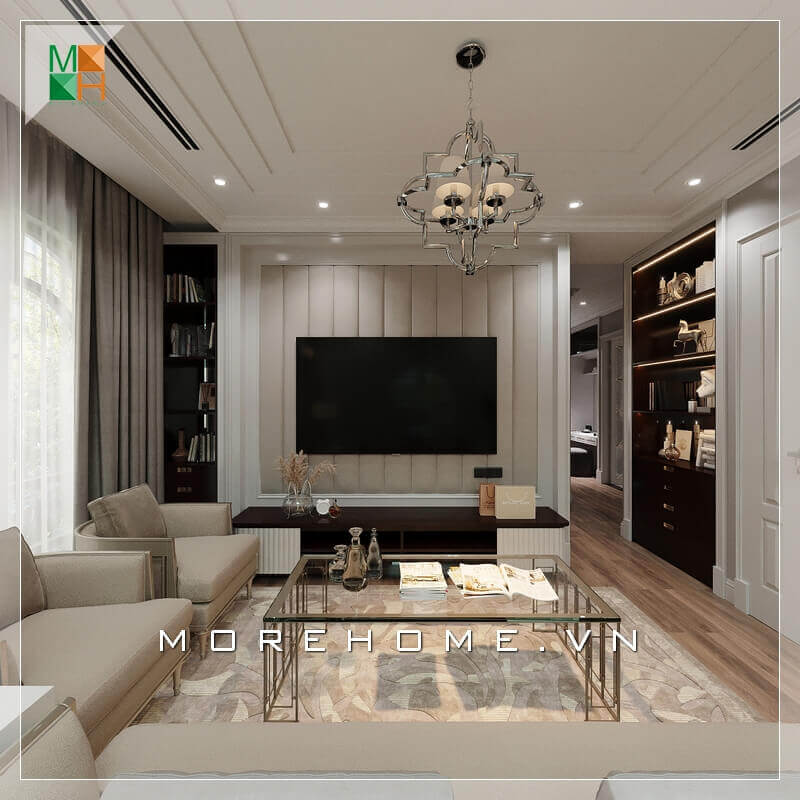 Ngắm nhìn mẫu thiết kế nội thất phòng khách đẹp, sang trọng cho chung cư, nhà phố, biệt thự mang phong cách tân cổ điển. Thiết kế phòng khách tân cổ điển đang là một xu thế đang được săn đón nhất hiện nay. Lối thiết kế phòng khách cổ điển xen lẫn hiện đại này sẽ đem lại nét mới, nét cổ vì thế không bao giờ lỗi mốt với thời gian. Vẻ đẹp các mẫu phòng khách đẳng cấp